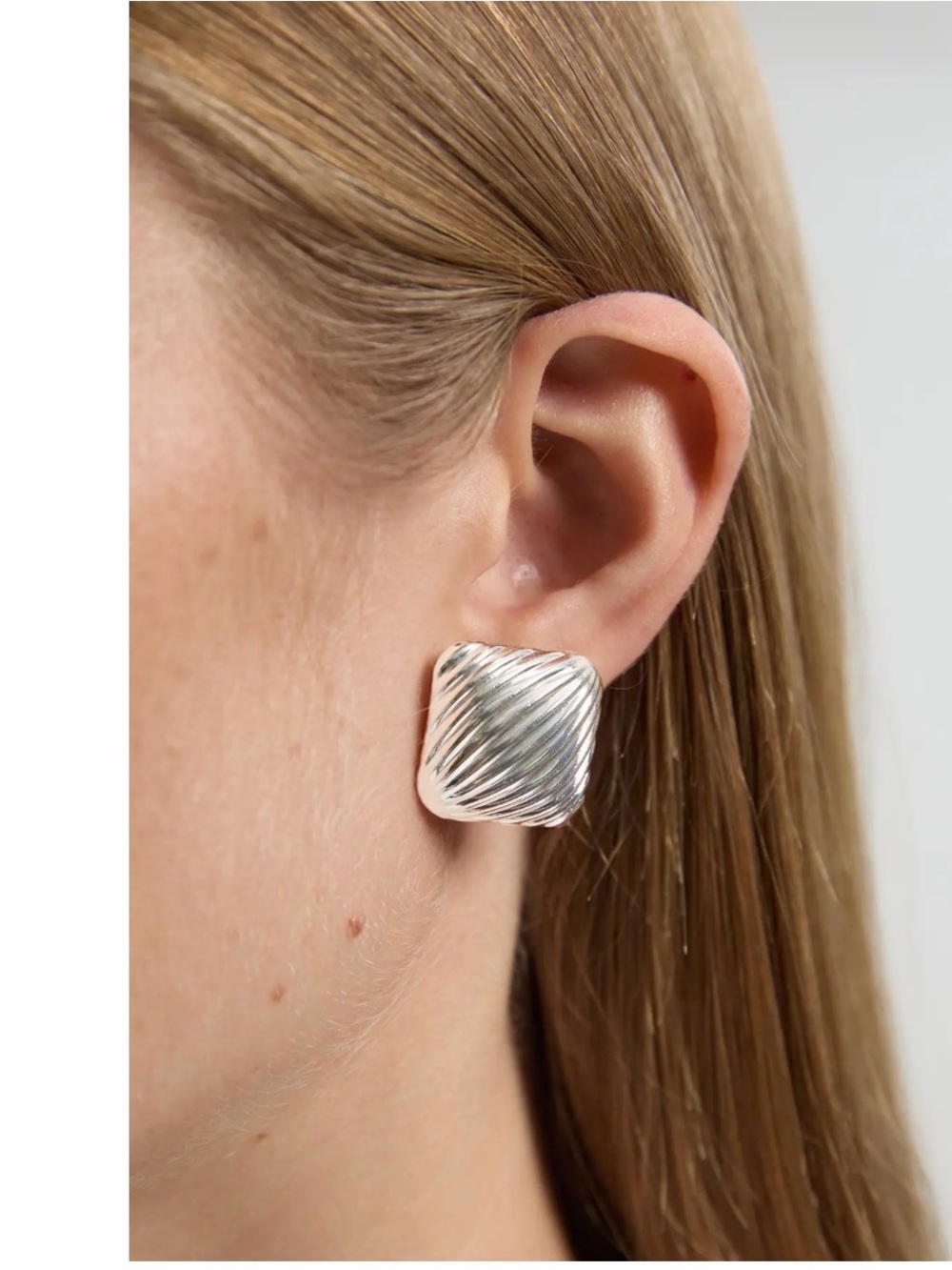 NWT Karen Millen Silver Square Stud Earrings - Women Jewelry